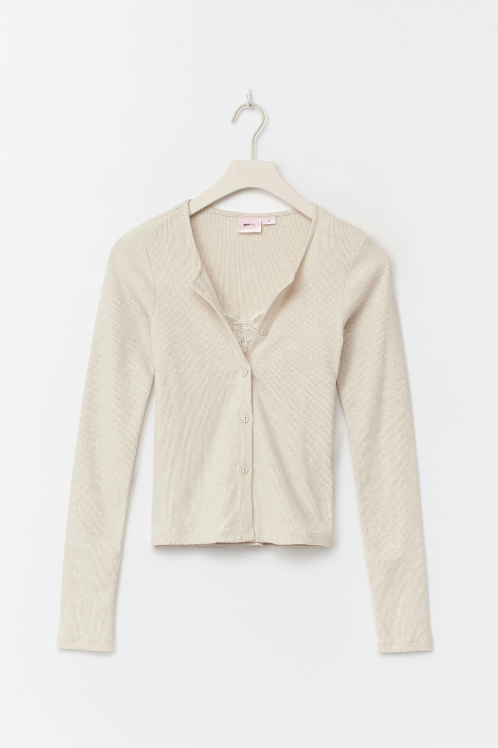 14+ 2 in 1 lace rib cardigan