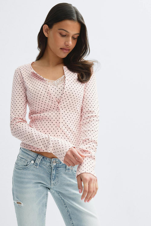 14+ 2 in 1 lace rib cardigan
