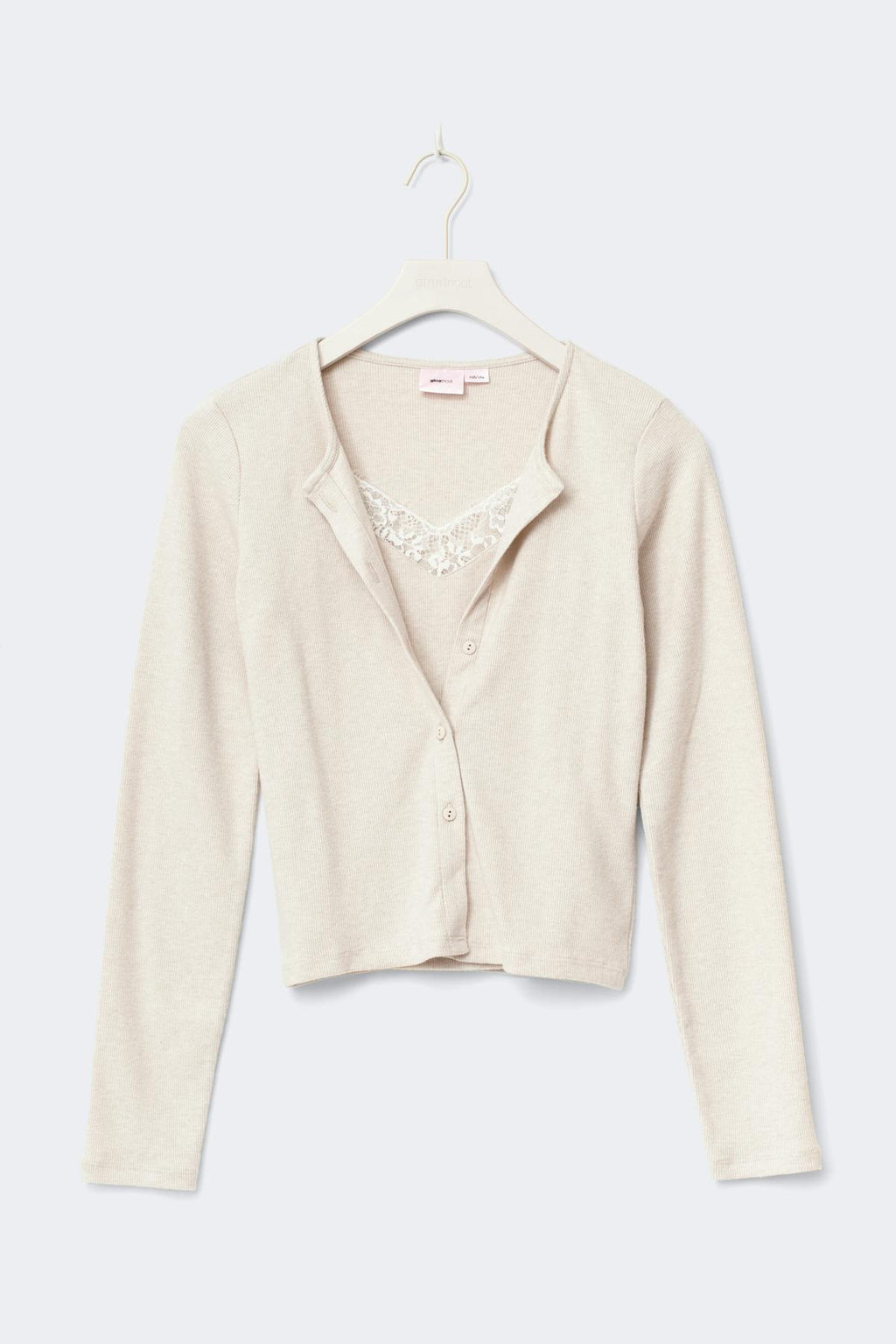 Y 2 in 1 lace rib cardigan