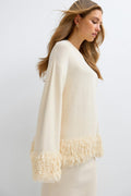 Knitted fringe sweater