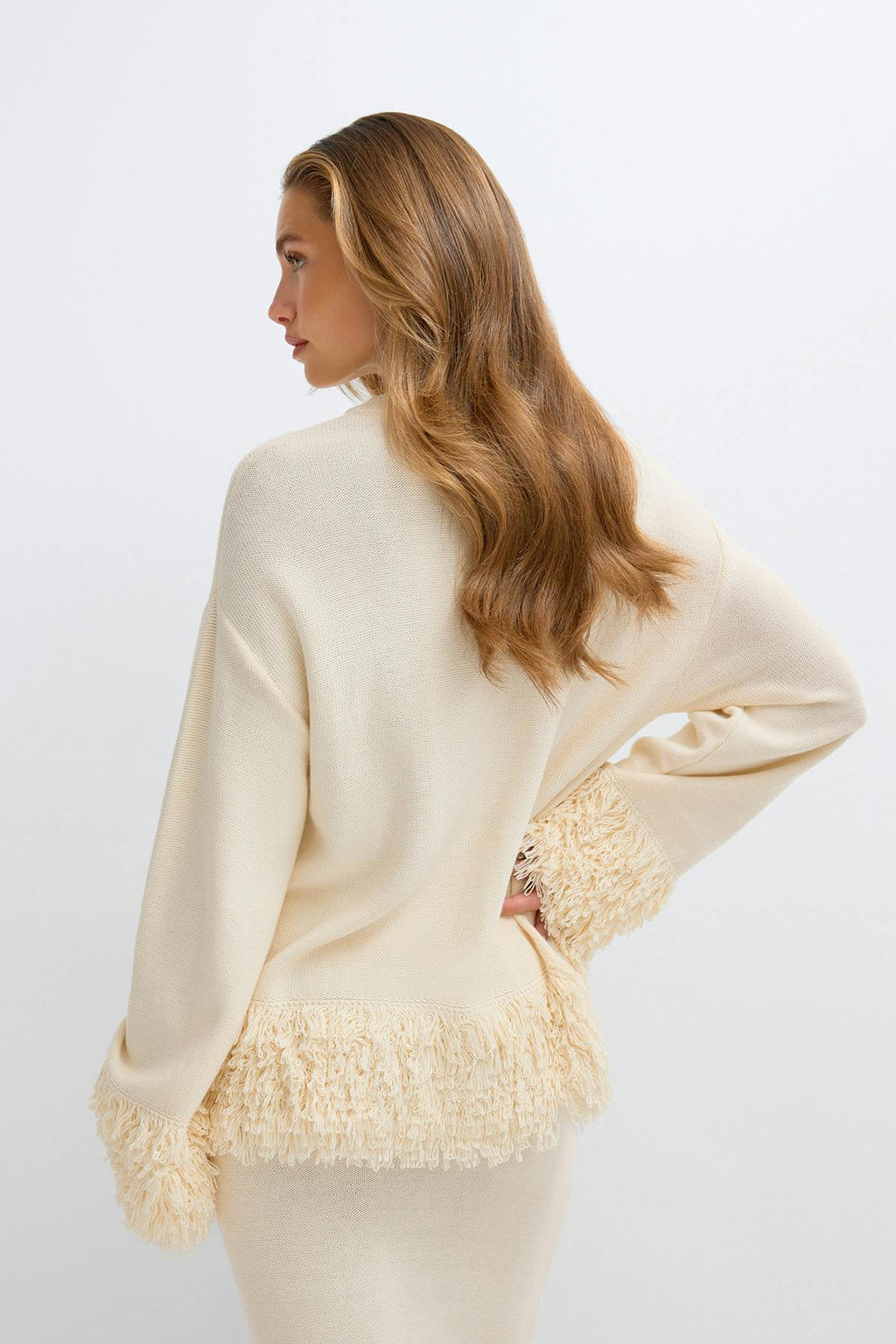 Knitted fringe sweater