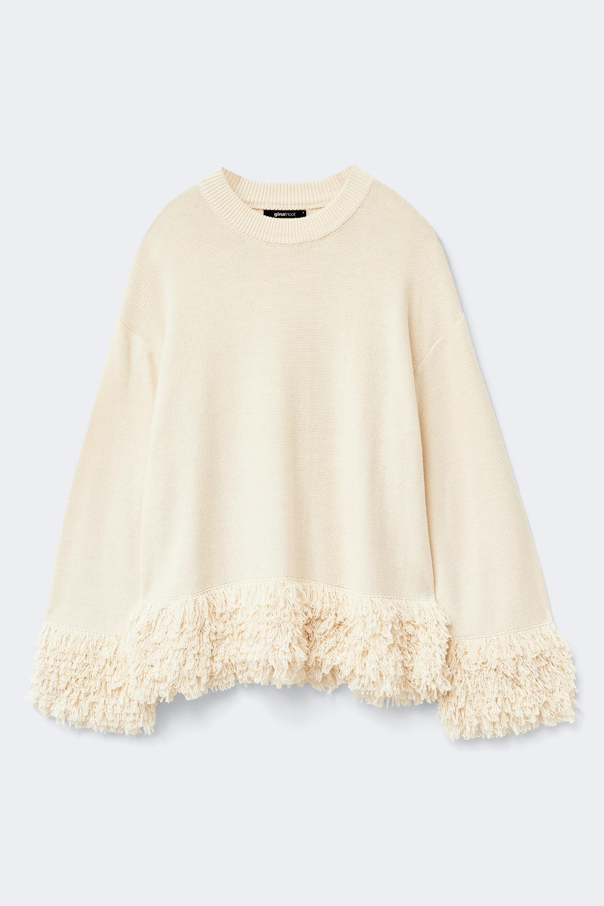 Knitted fringe sweater