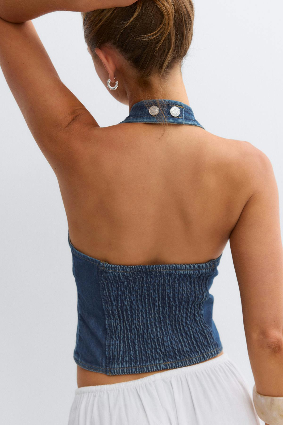 Denim halterneck top