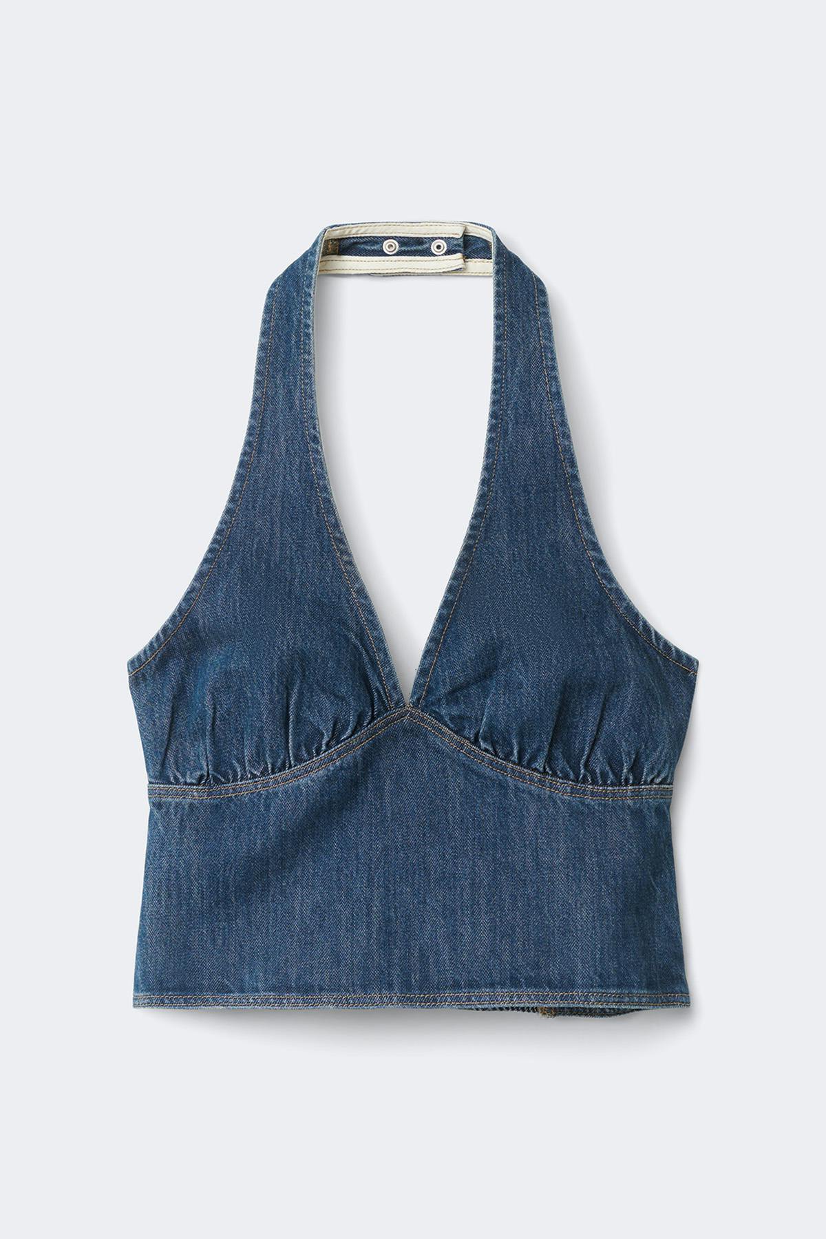 Denim halterneck top