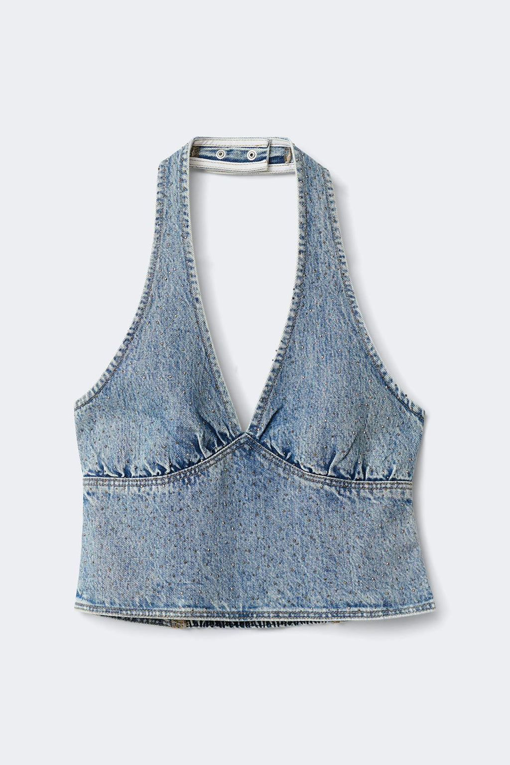 Denim rhinestone top