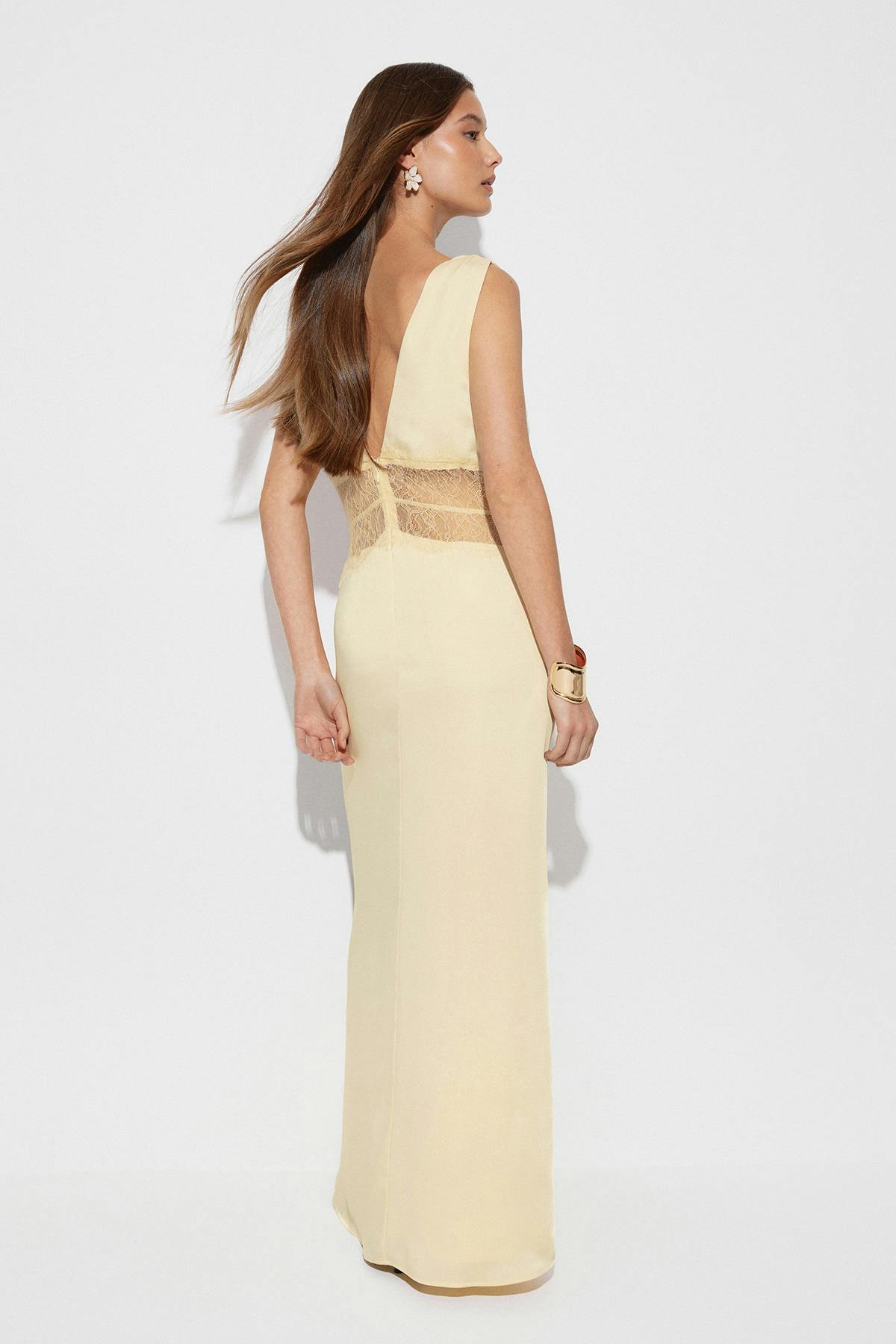 Satin lace maxi dress