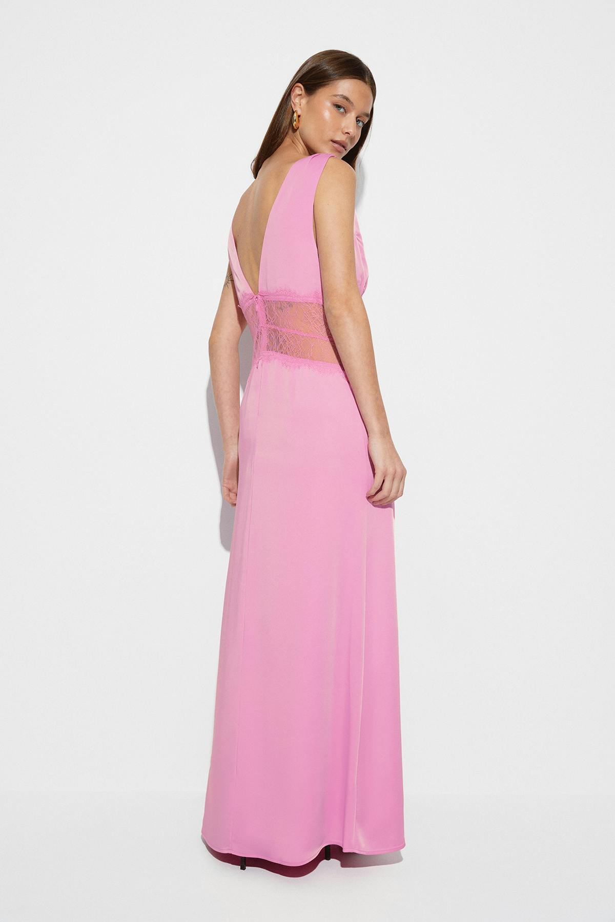 Satin lace maxi dress