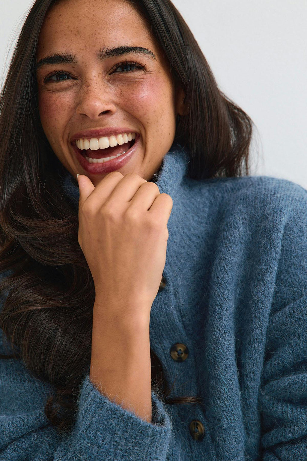 Turtleneck knitted cardigan
