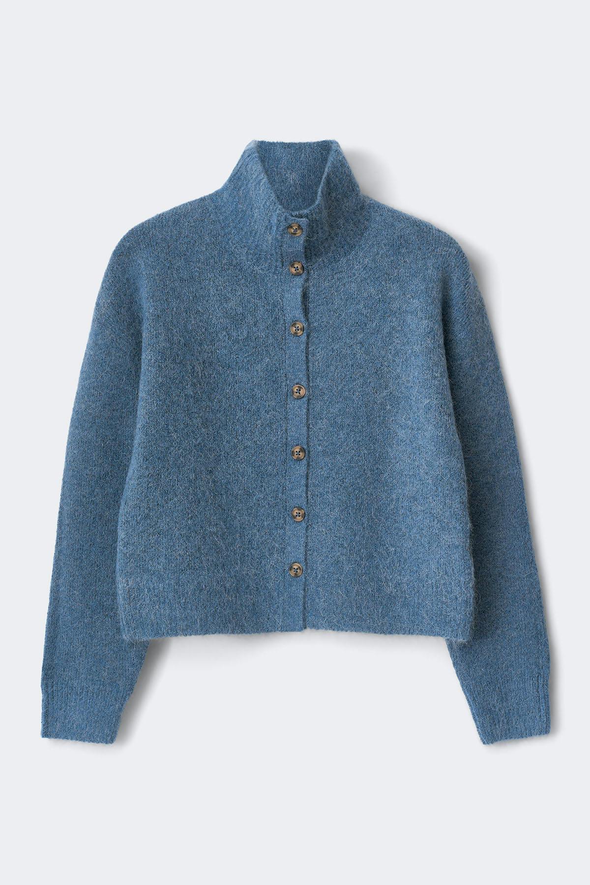 Turtleneck knitted cardigan