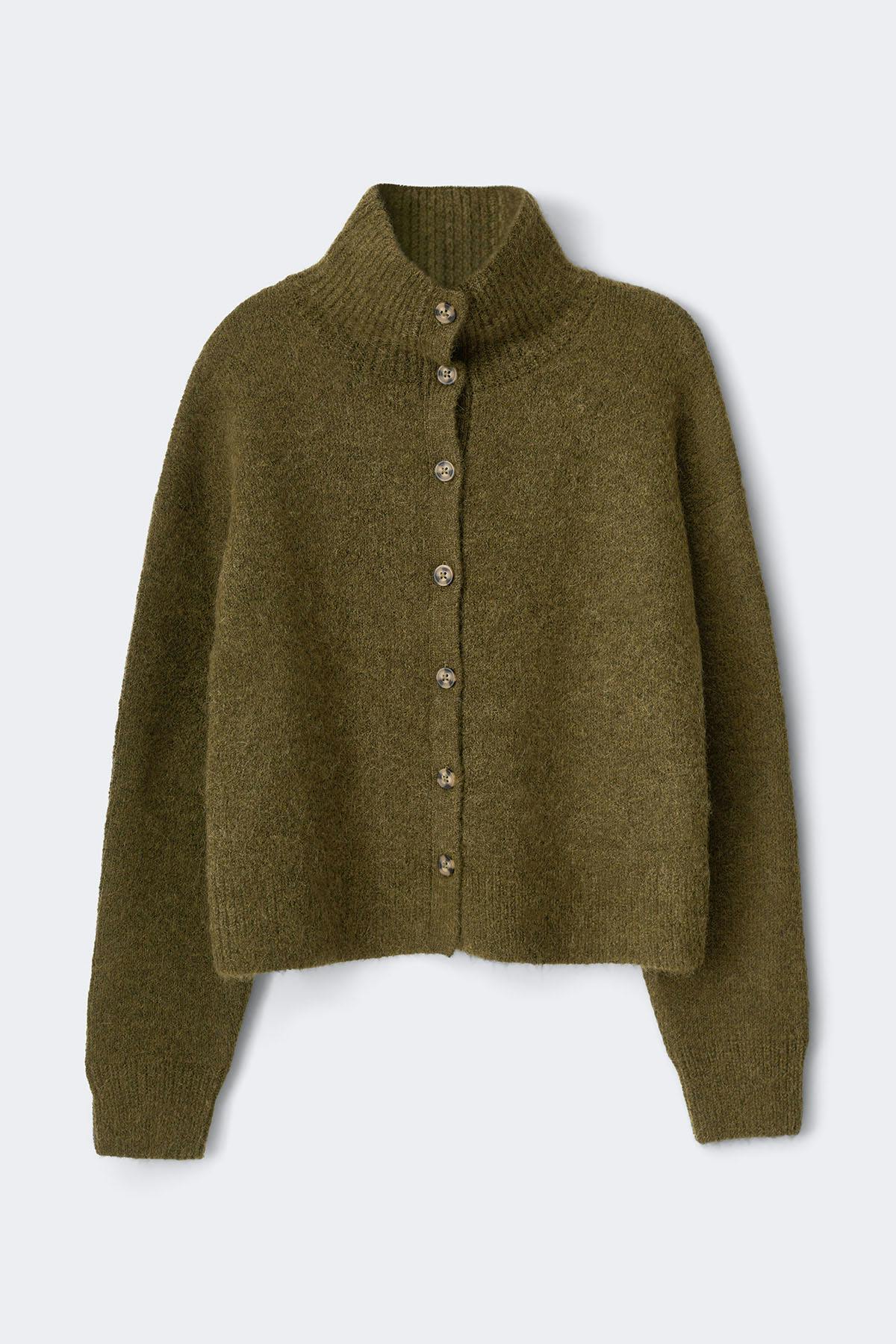 Turtleneck knitted cardigan