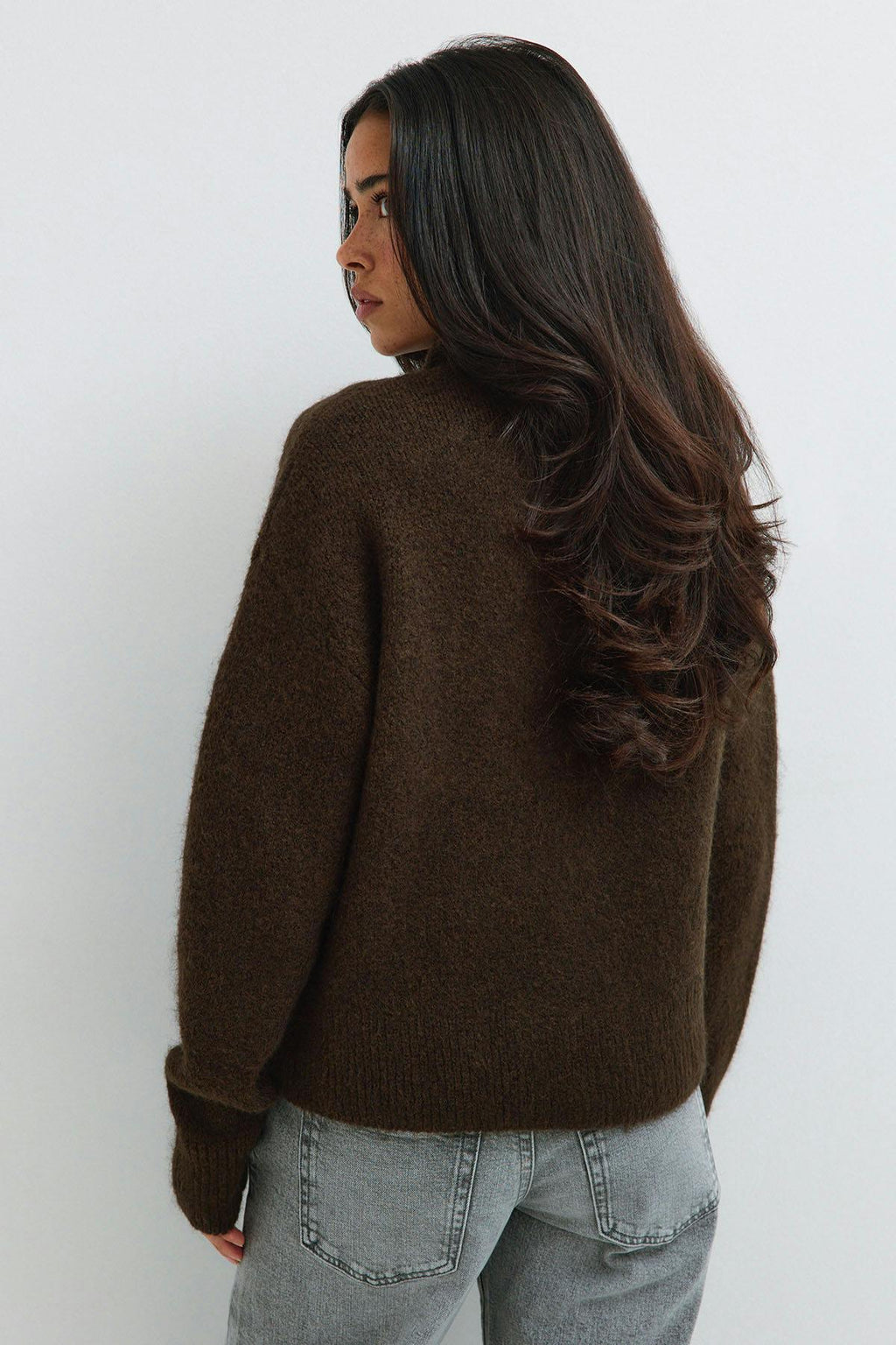 Turtleneck knitted cardigan