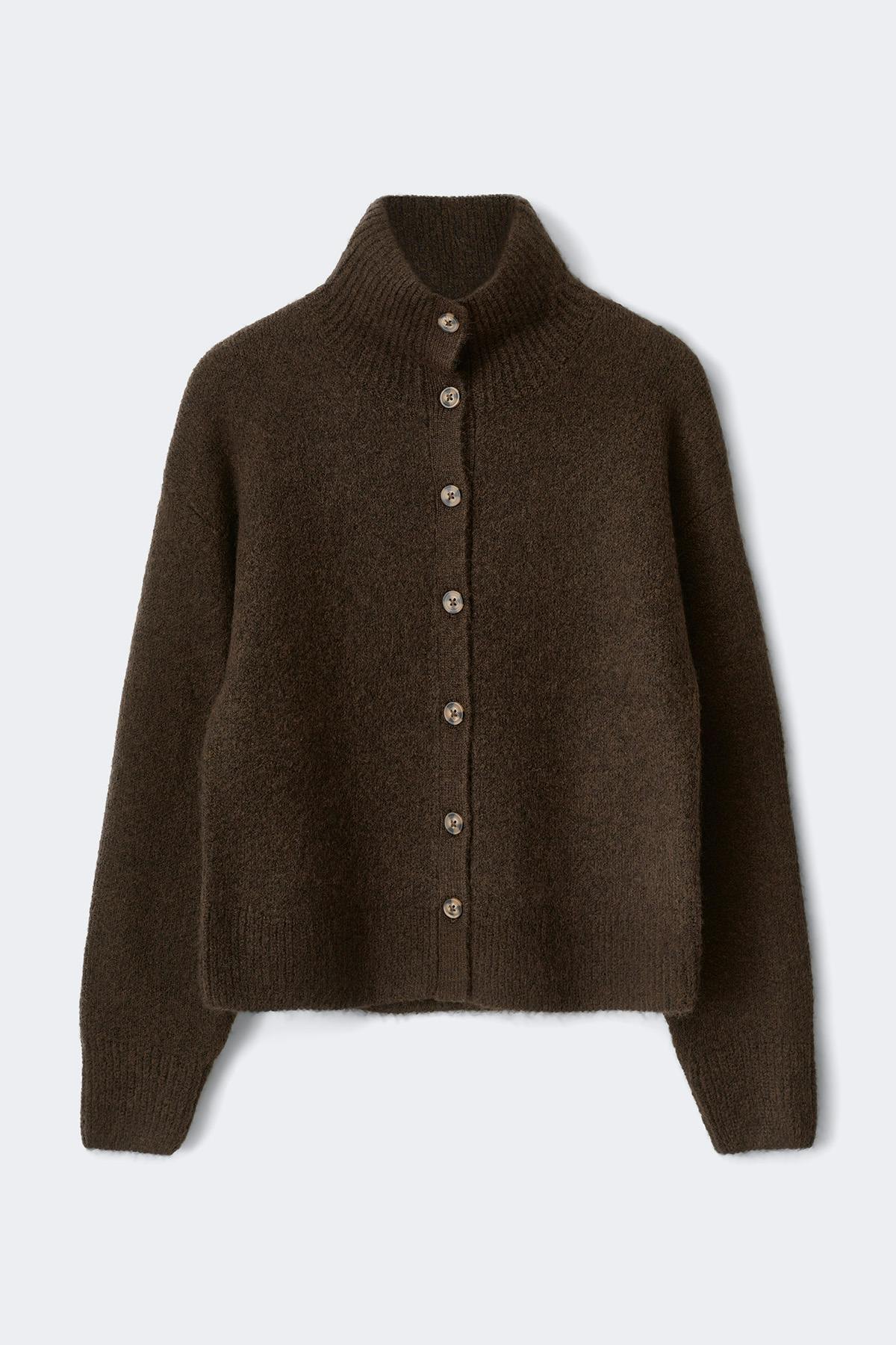Turtleneck knitted cardigan