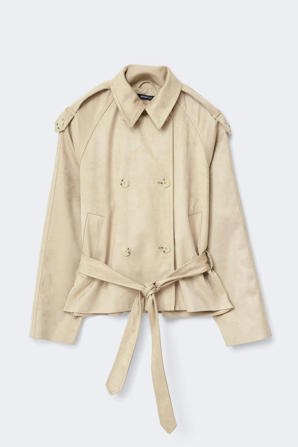 Faux suede belted jacket