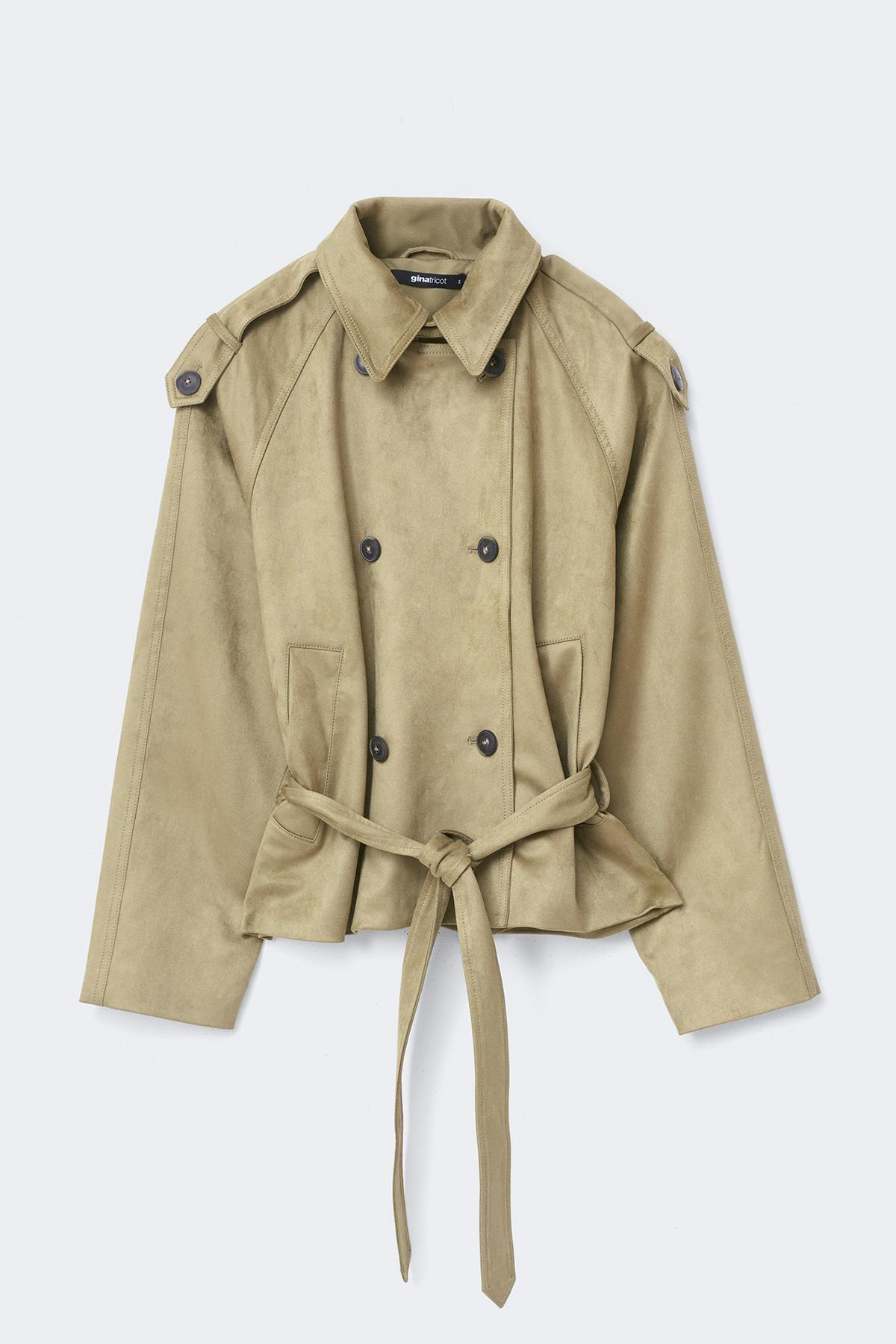 Faux suede belted jacket