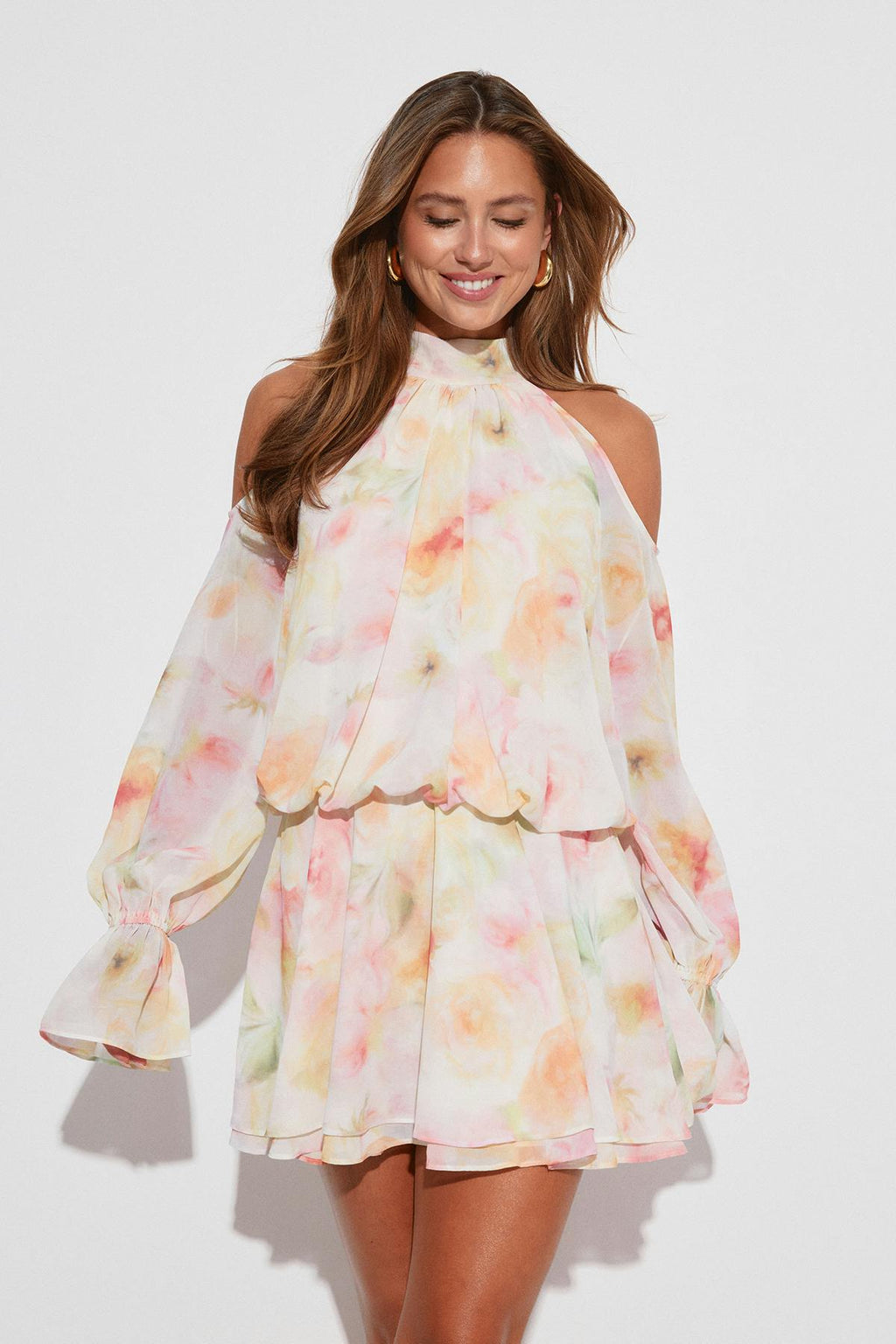 Boho chiffon mini dress