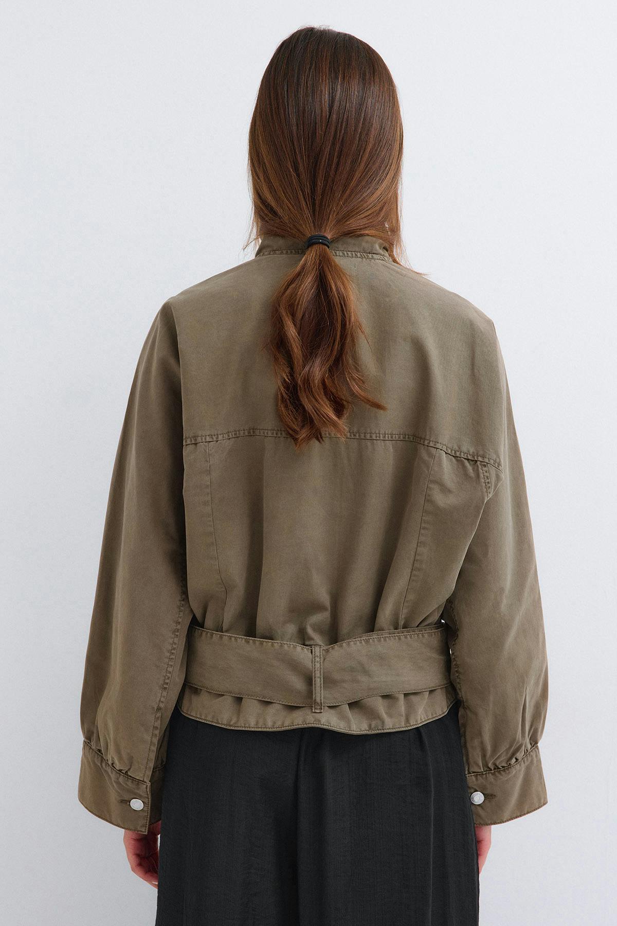 High neck denim jacket