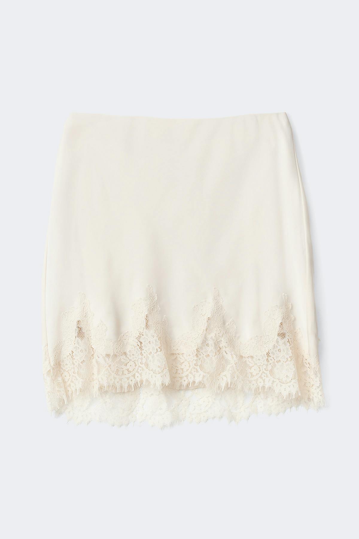 Lace satin mini skirt
