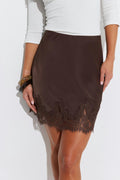 Lace satin mini skirt