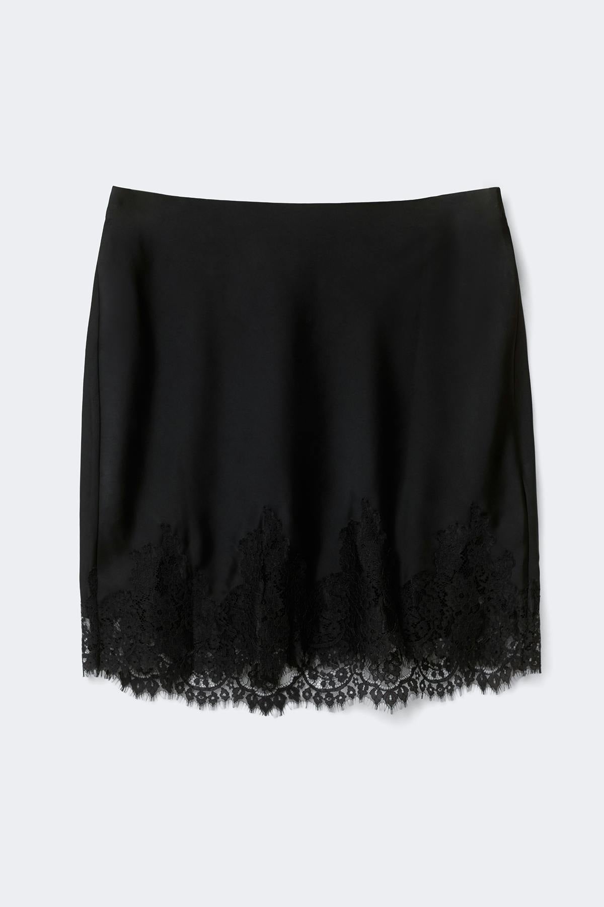 Lace satin mini skirt