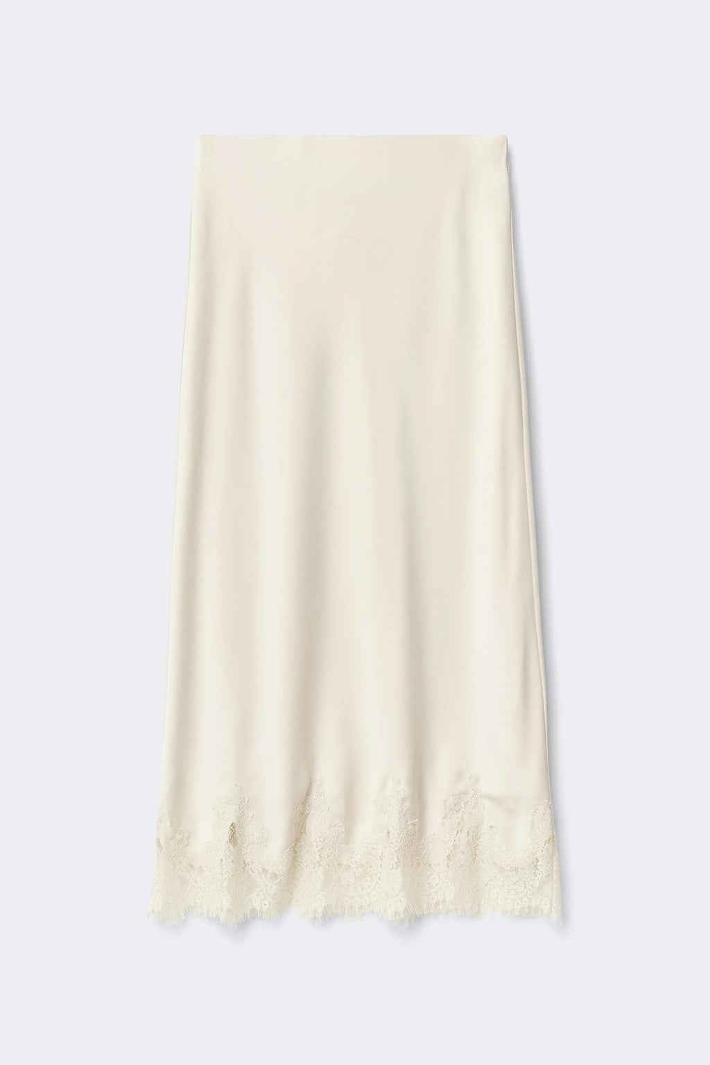 Lace satin midi skirt