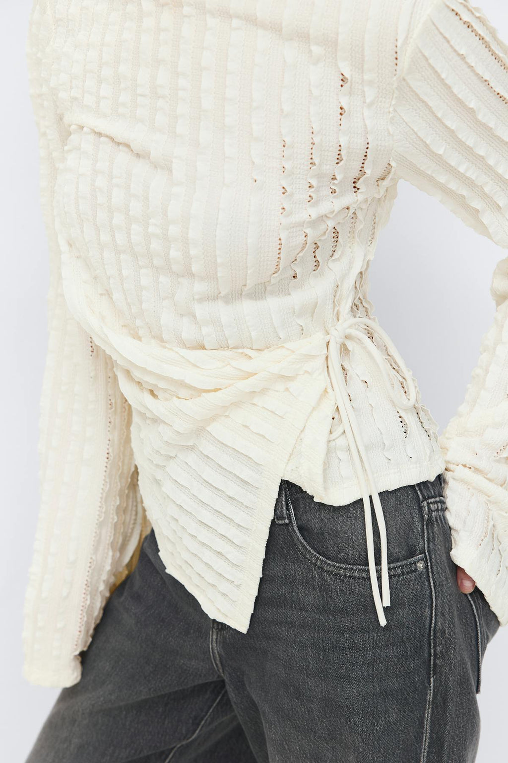 Textured tie detail top