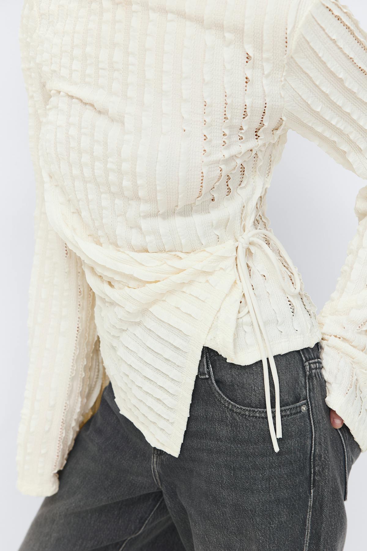 Textured tie detail top
