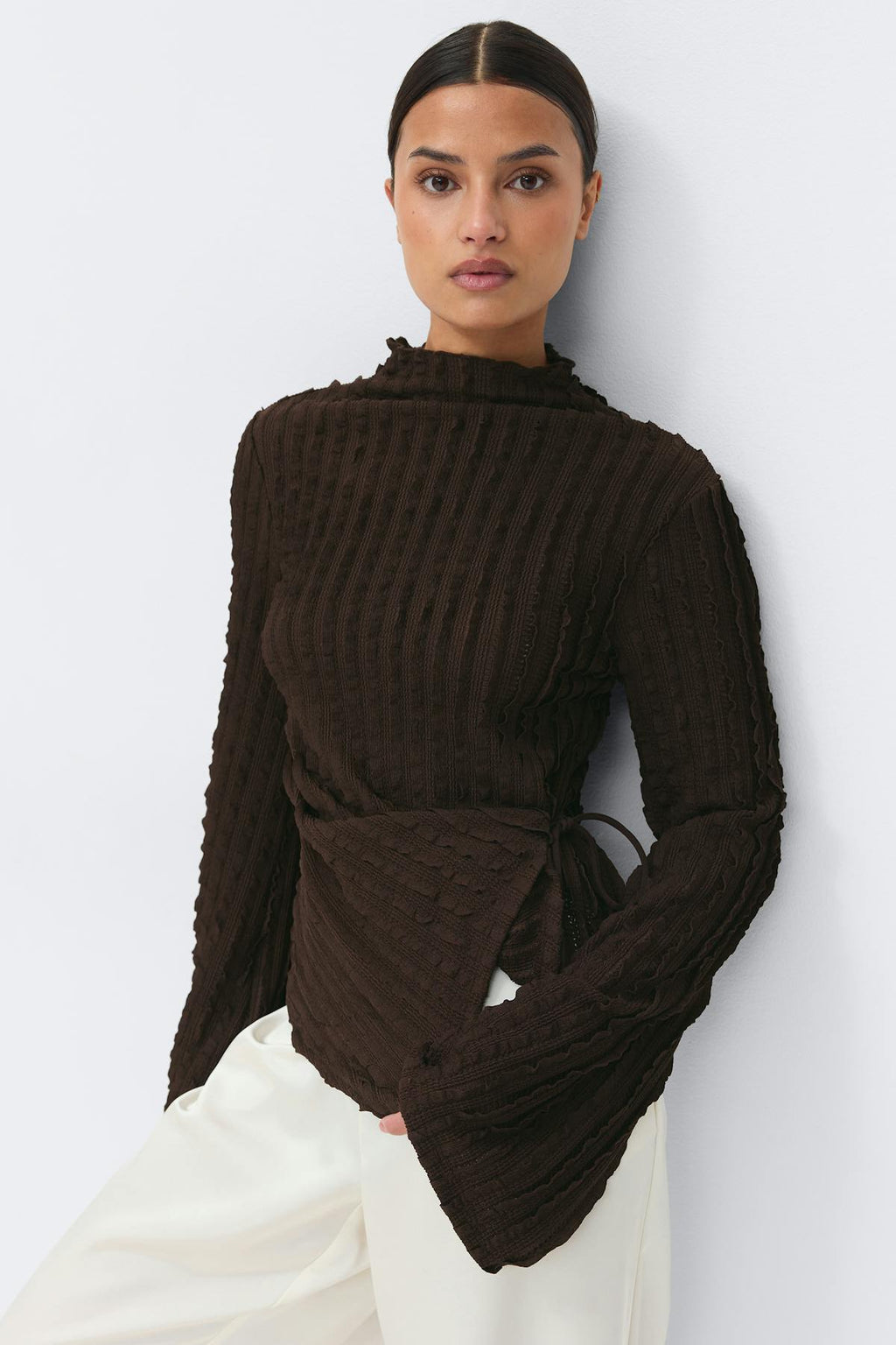 Textured tie detail top