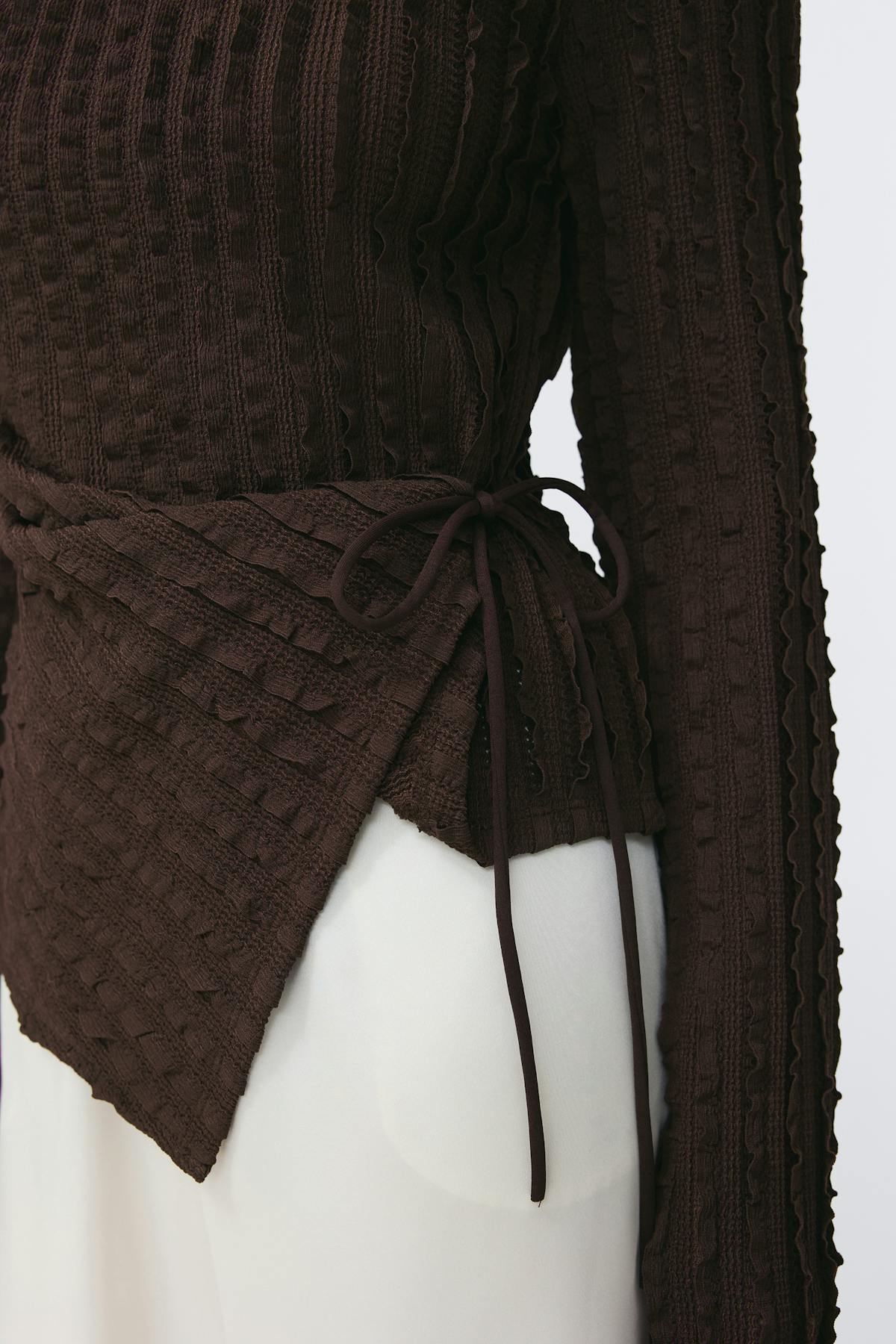 Textured tie detail top