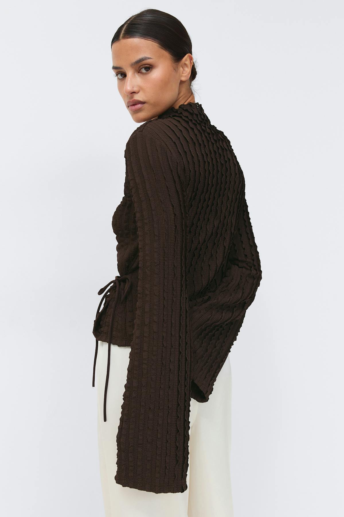 Textured tie detail top