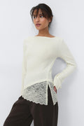 Lace detail boatneck top