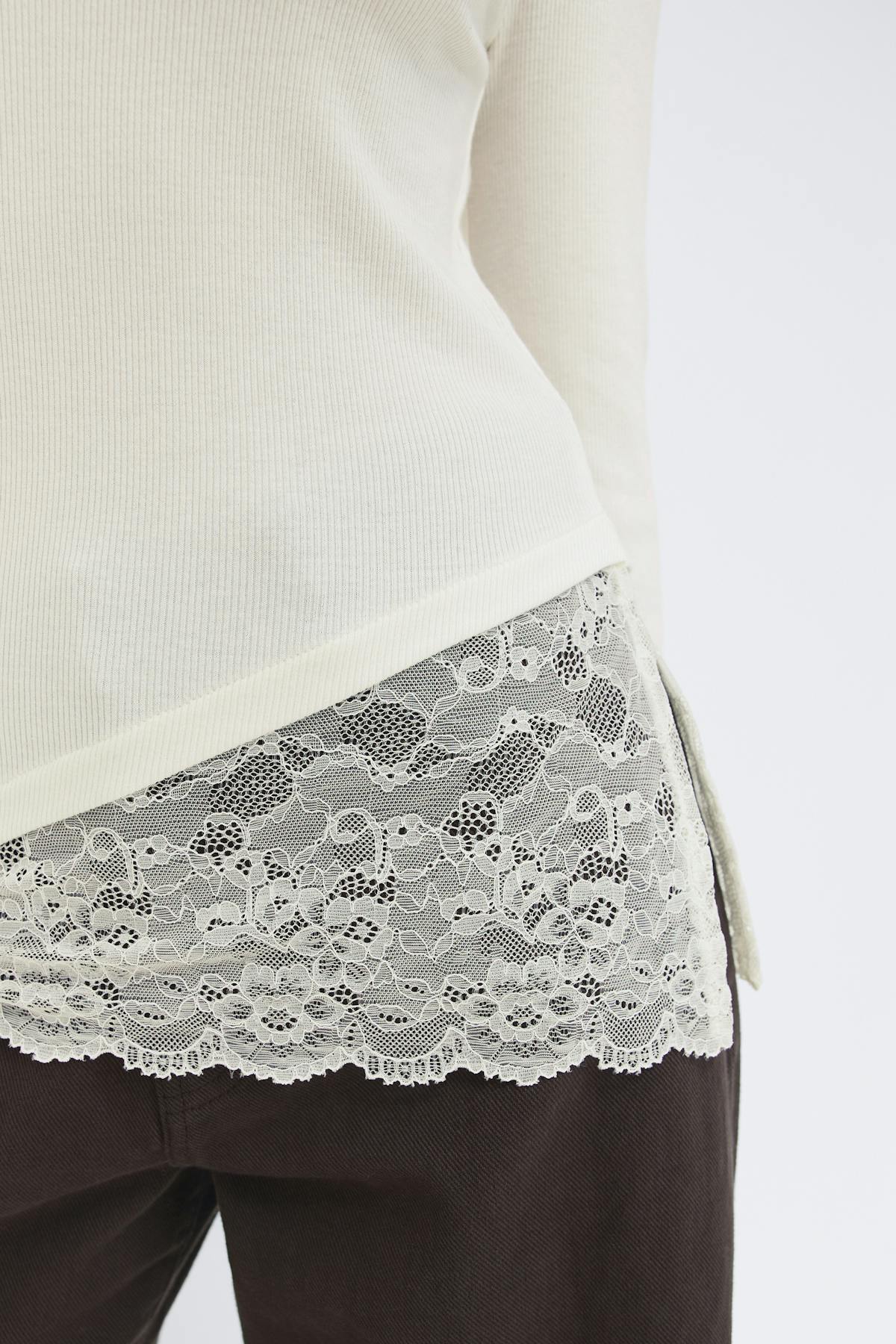 Lace detail boatneck top