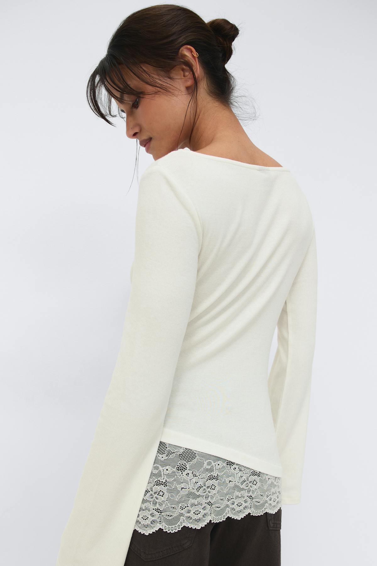 Lace detail boatneck top