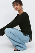 Lace detail boatneck top