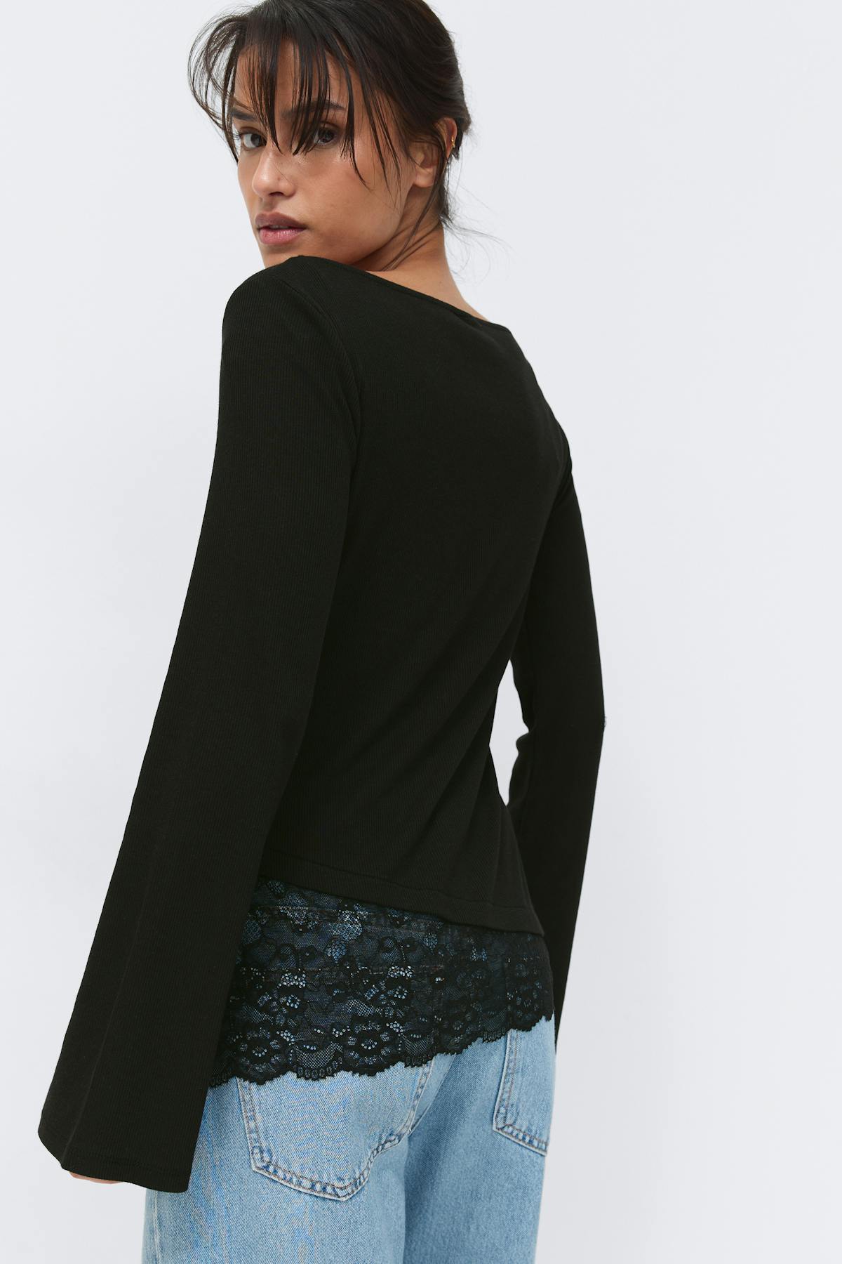 Lace detail boatneck top