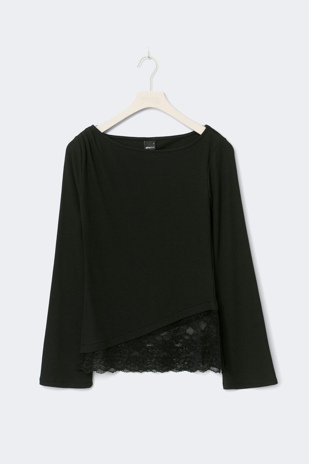 Lace detail boatneck top