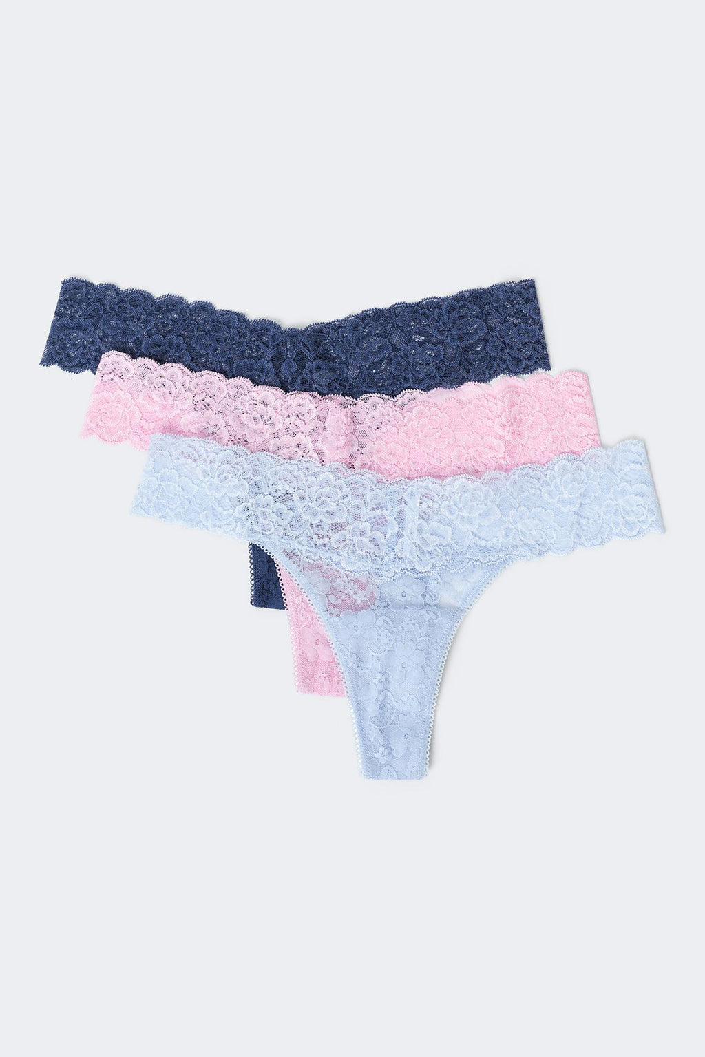 3-pack lace thong