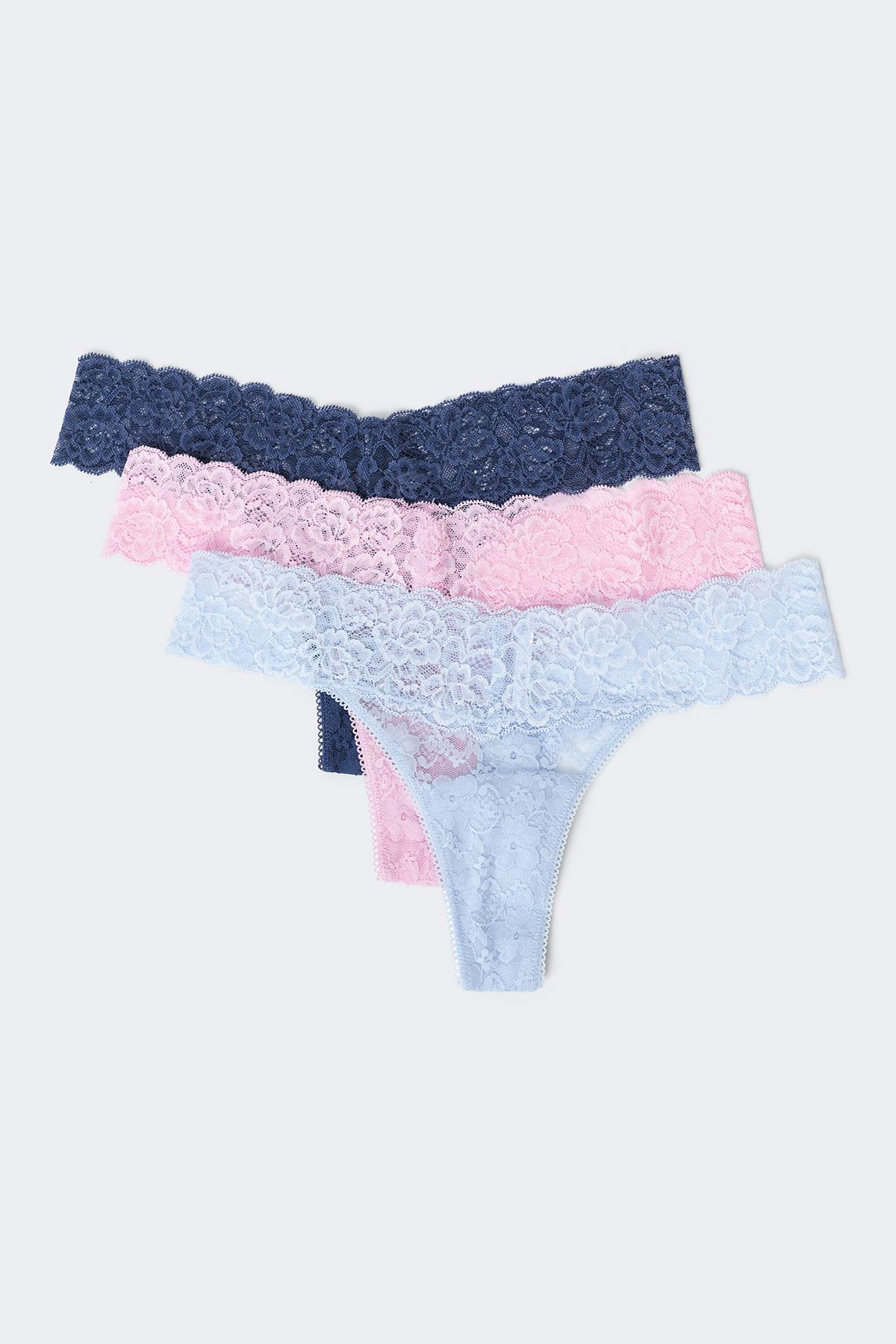 3-pack lace thong