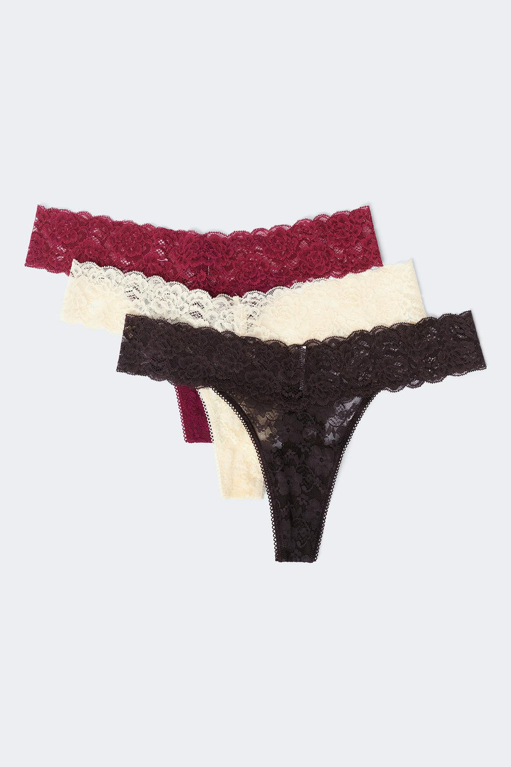3-pack lace thong