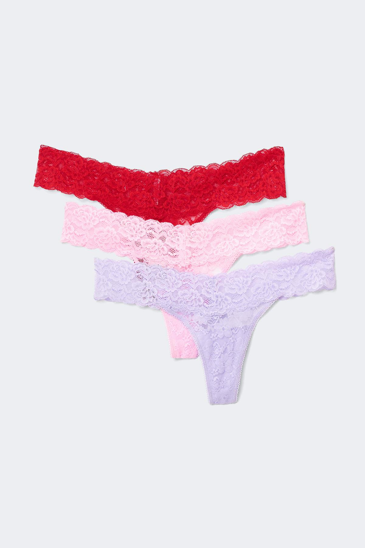 3-pack lace thong