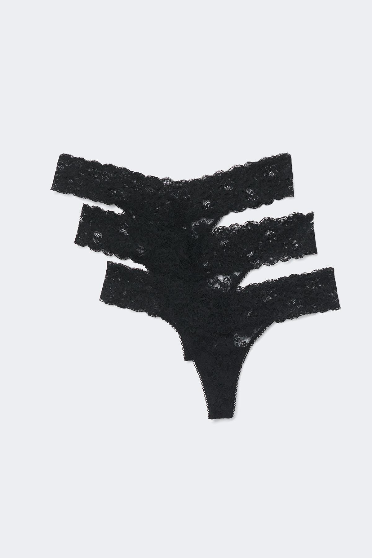 3-pack lace thong