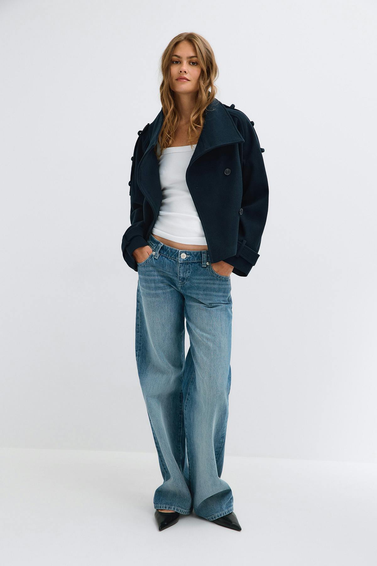 Wool blend short jacket