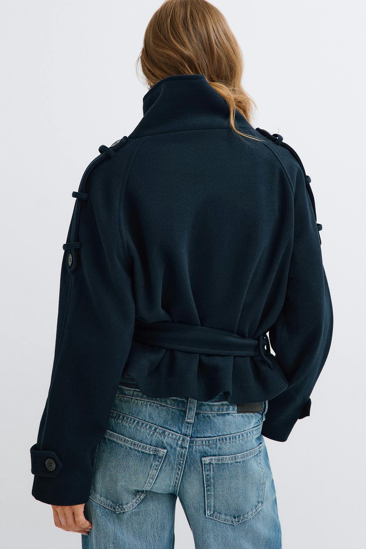 Wool blend short jacket