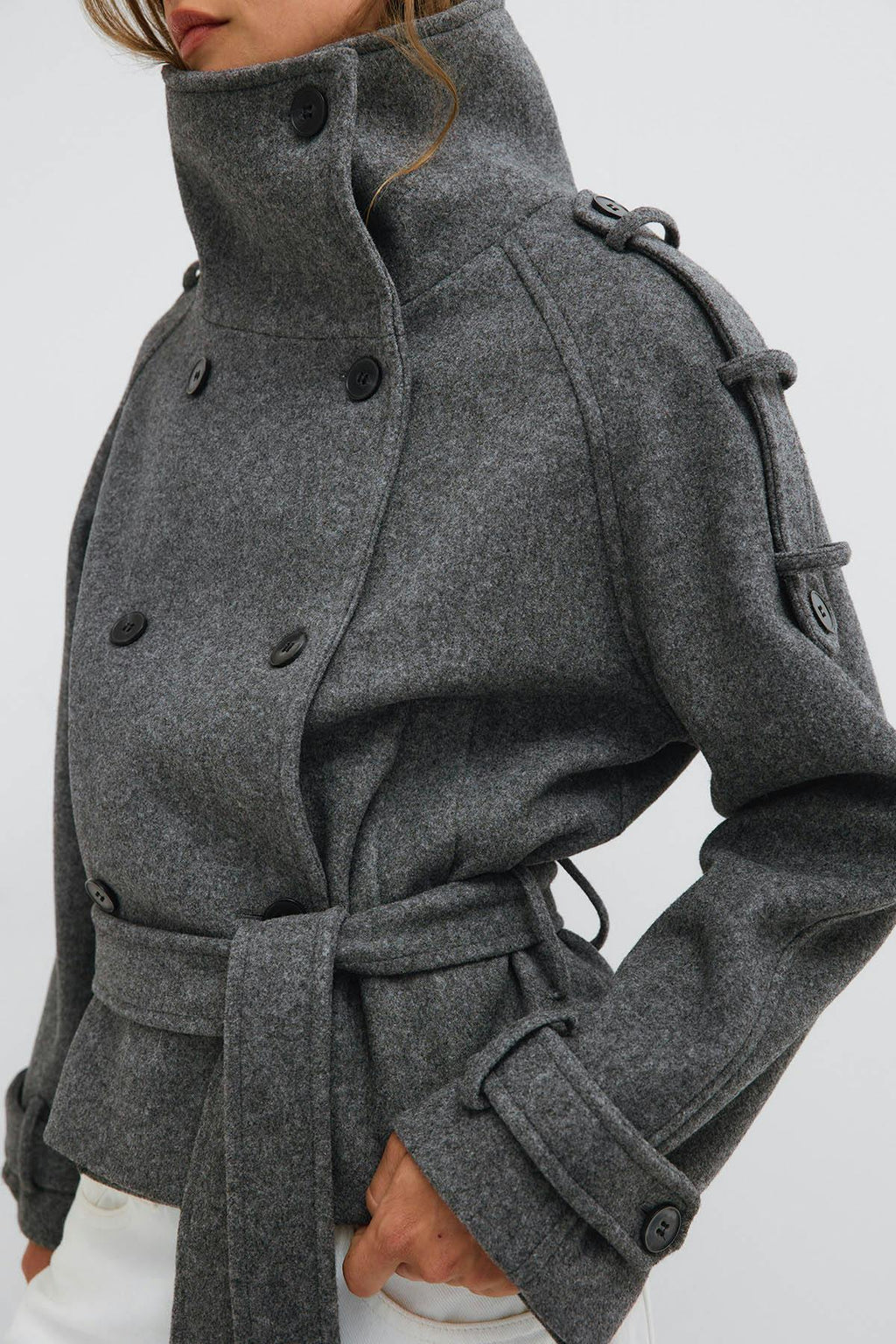 Wool blend short jacket