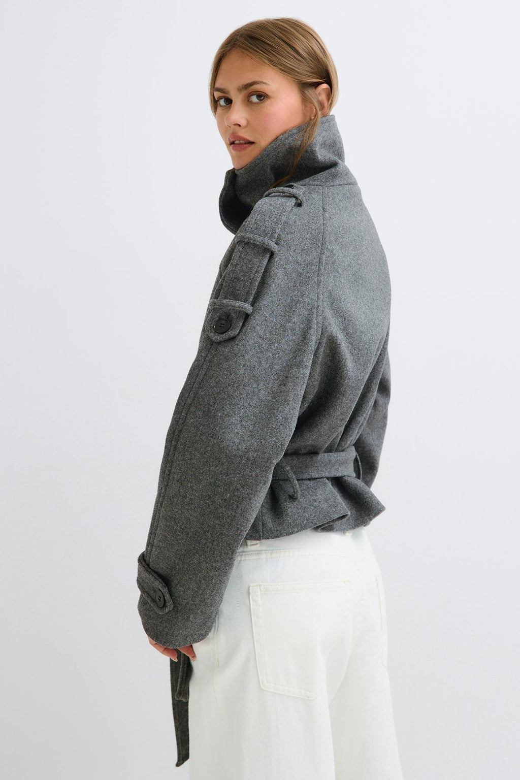 Wool blend short jacket