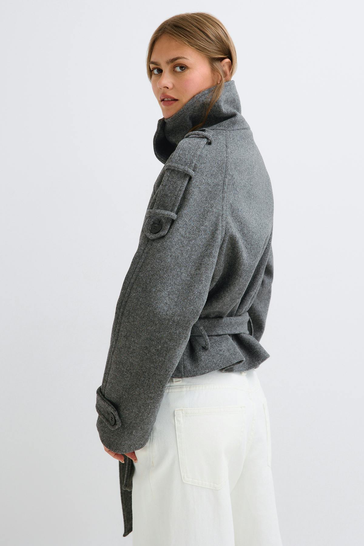 Wool blend short jacket
