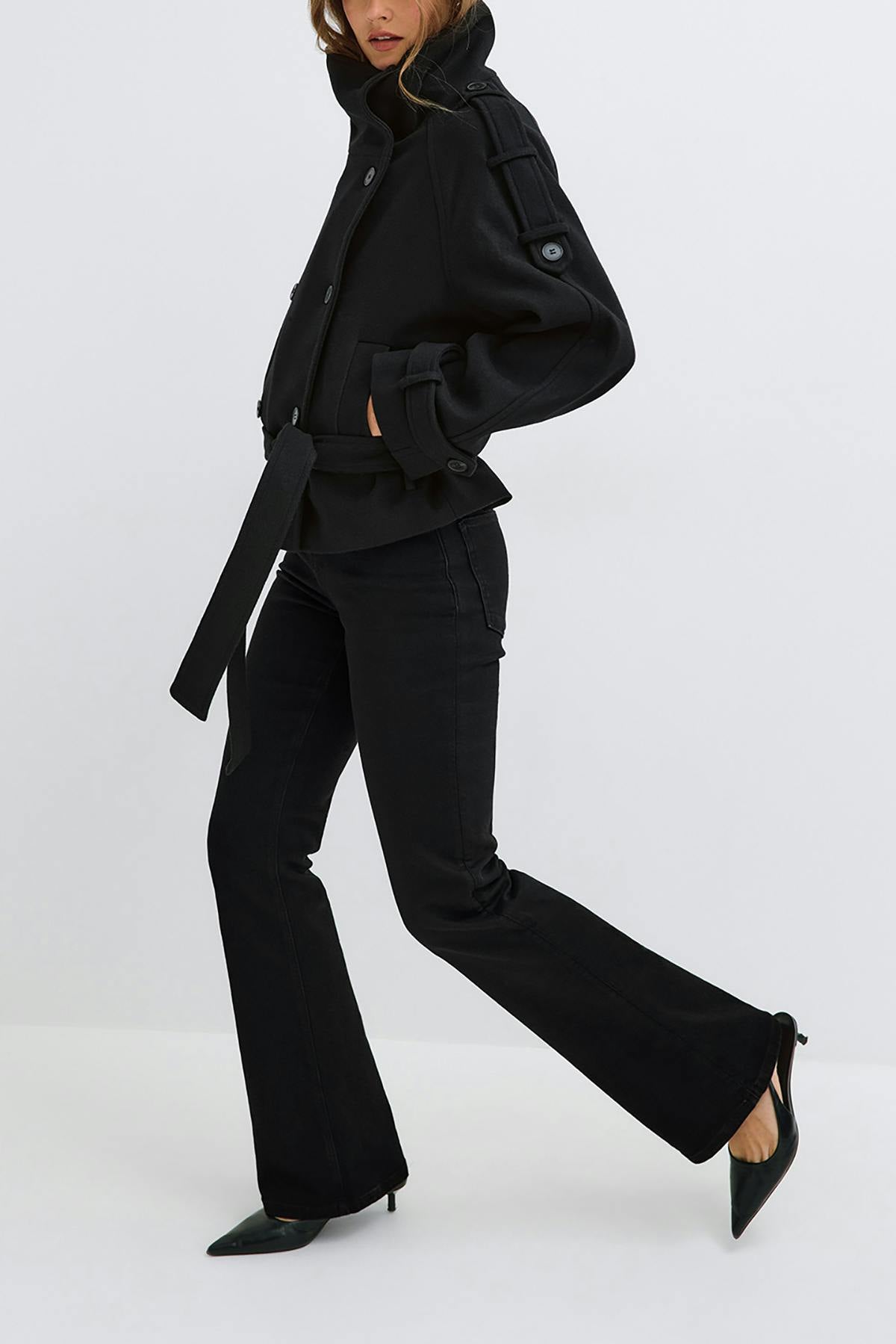 Wool blend short jacket