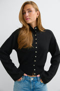 Turtleneck knitted cardigan