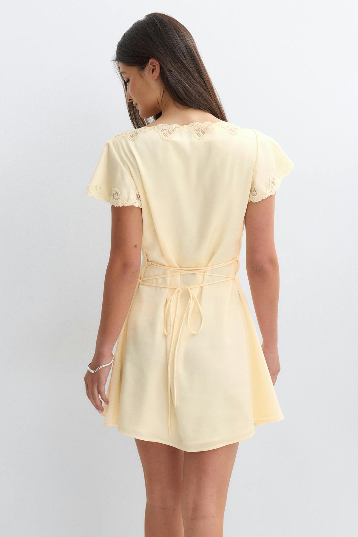 Satin lace mini dress