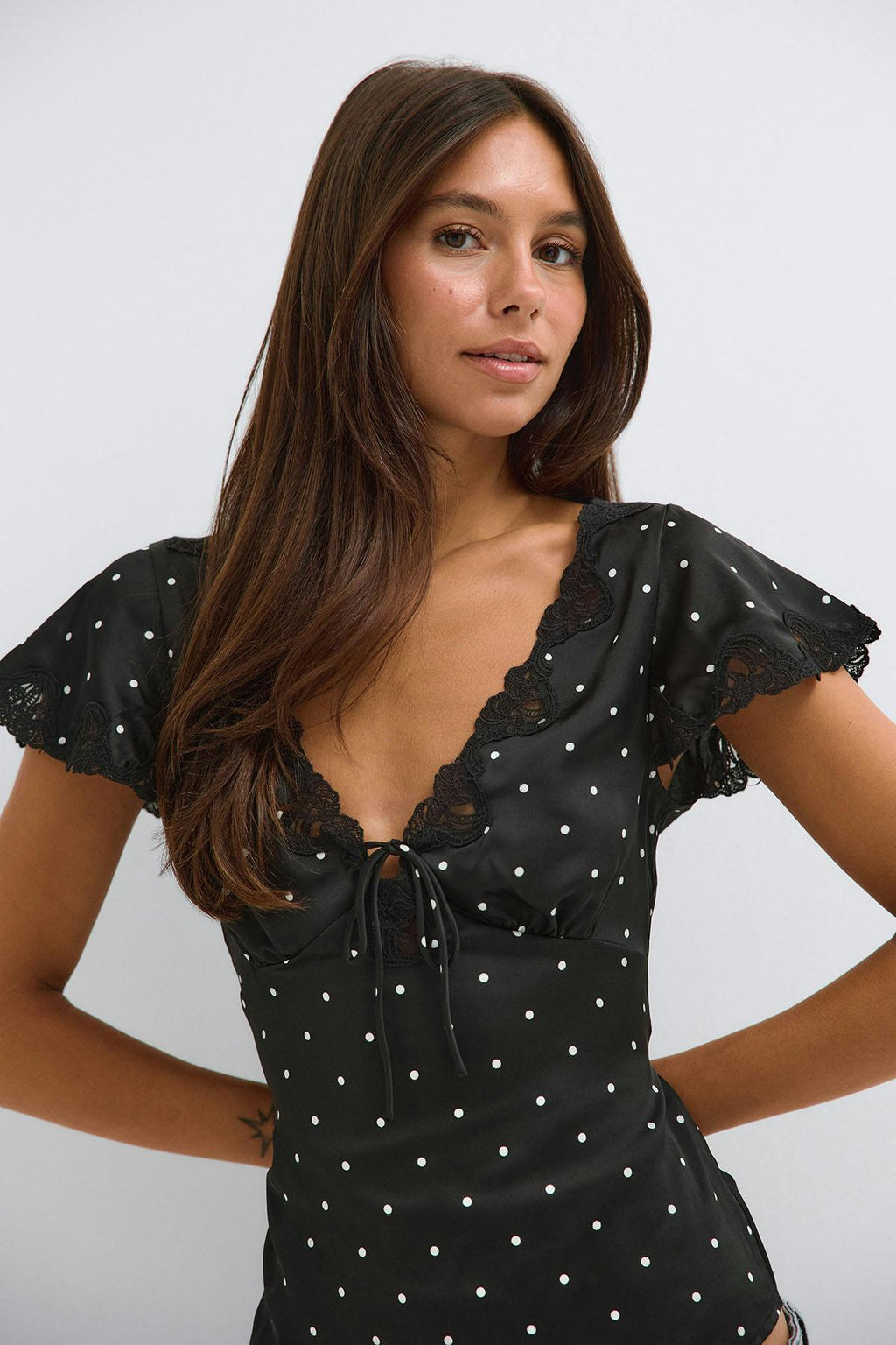 Satin lace top
