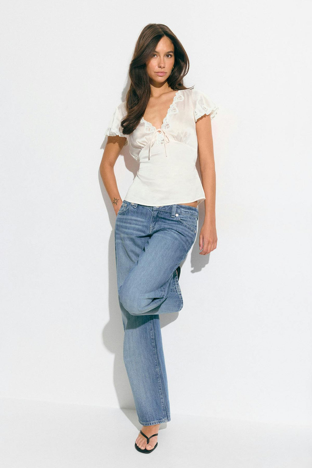 Satin lace top